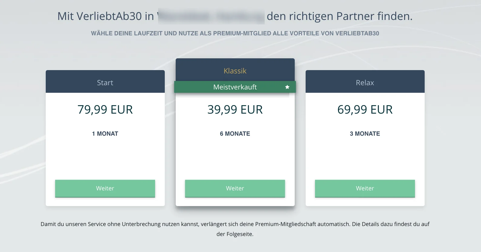 VerliebtAb30 Kosten